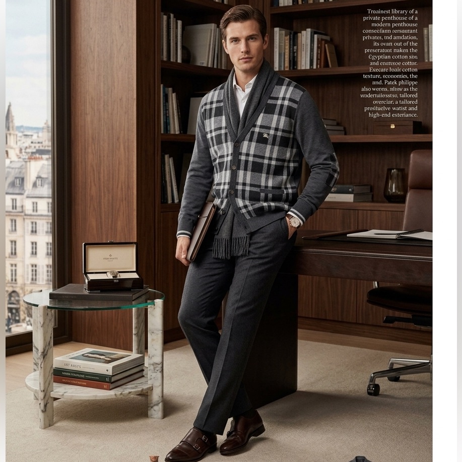 Vntg Burberry Of London Plaid Wool Shoulder Patch Men’s Xxl Cardigan Sweater
